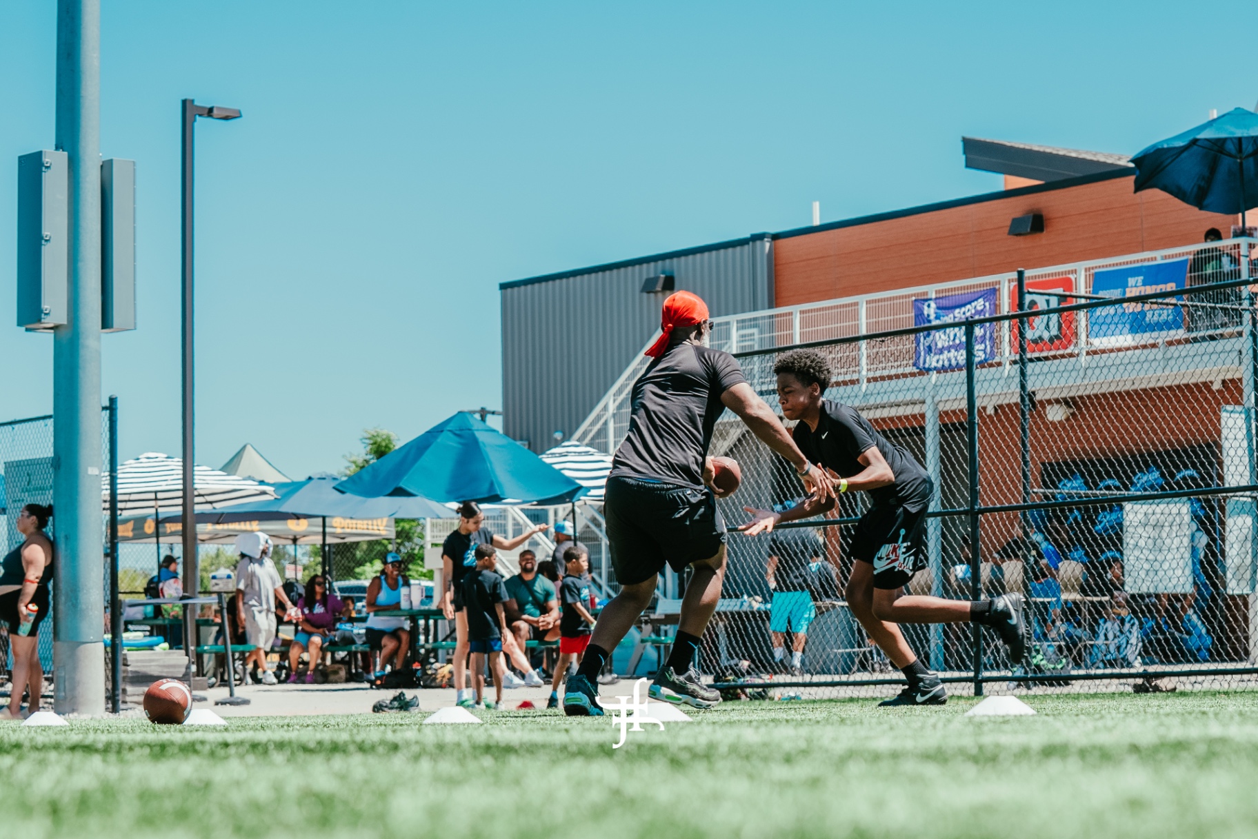 Handoff drill during camp
